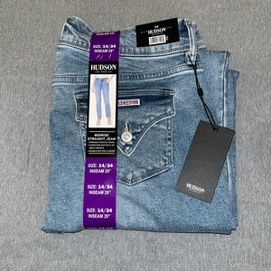 Hudson Los Angeles Midrise Straight Jean Icy Blue Size 14/34 Inseam 29" NWT